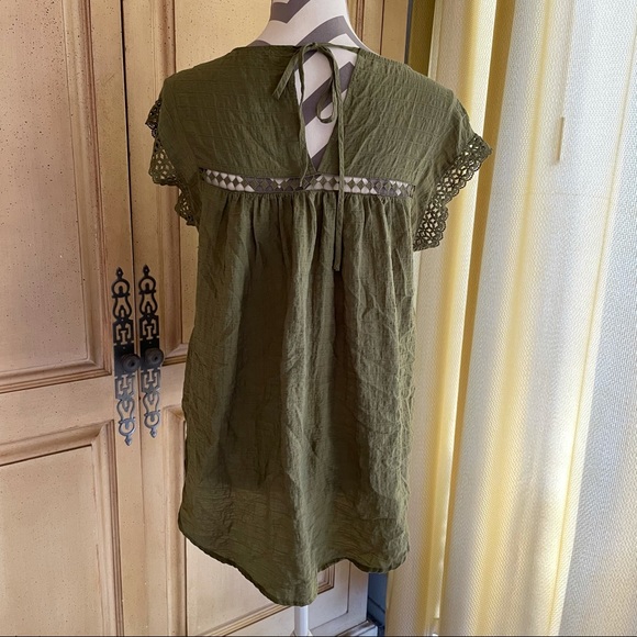 Ro&De Anthropologie Green Lace Trim Top - Picture 3 of 5